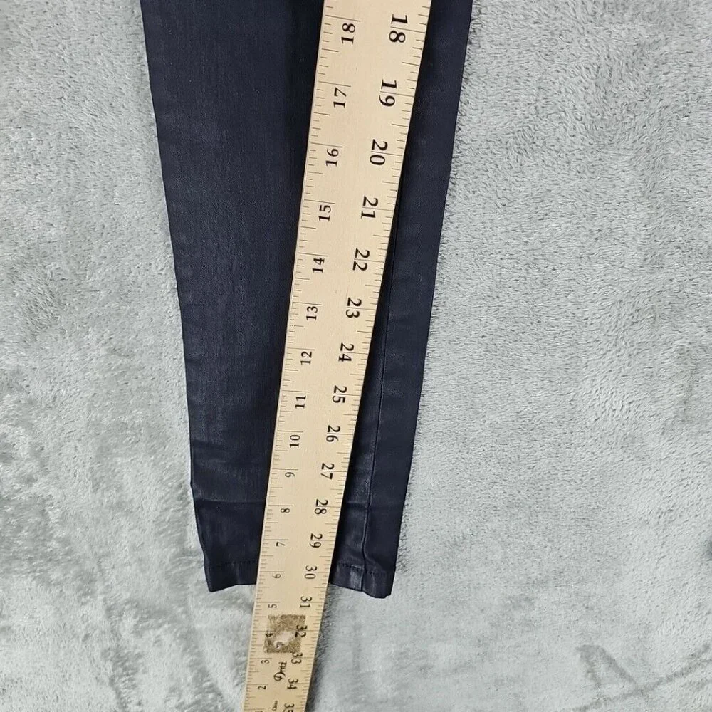 Massimo Dutti Jeans Womens Size 2 Waxed Dark Blue Skinny Fit Low Rise Stretch - Picture 7 of 13